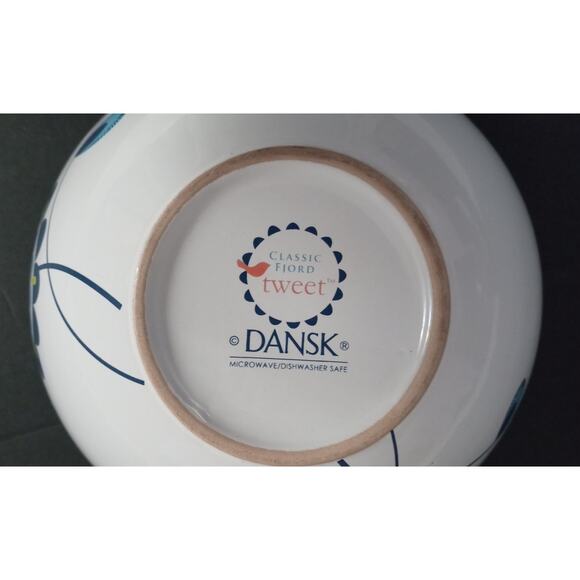 Dansk Classic Fjord Tweet Bowl White Blue Bird 6.75" - Picture 4 of 6